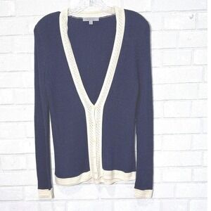 New Navy Coastal Cardigan Medium Nautical Preppy Old Money Minimalist Classic